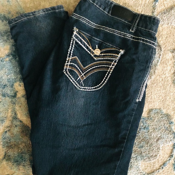 Dkin Super Stretch Embellished Jeans Plus Size 16 Dark Denim - Picture 2 of 3